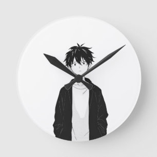 Minimale Anime-Jungen-Wanduhr Runde Wanduhr