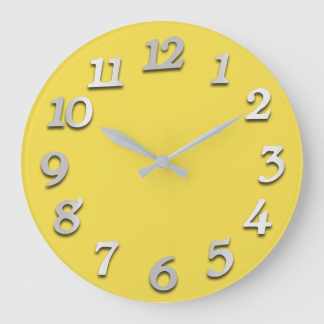 Minimale Anzahl Grau-Gelb-Kanarische Elegant Große Wanduhr (Vorderseite)