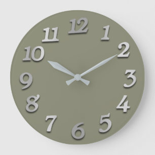 Minimale Anzahl Gray Silver Gray Pastel Khaki Große Wanduhr