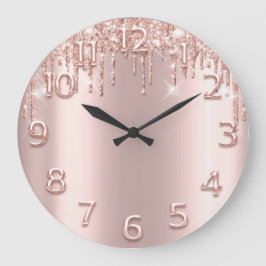 Minimale Anzahl Rose Rosa Tropfen Metallische 3D Große Wanduhr