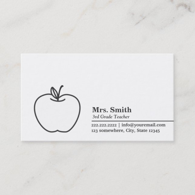 Minimale Apple-Schullehrer-Visitenkarte Visitenkarte (Vorderseite)