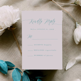 Minimale Aqua-Blau-RSVP-Kalligrafie-Antwortkarte RSVP Karte
