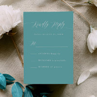 Minimale Aqua-Blau-RSVP-Kalligrafie-Antwortkarte