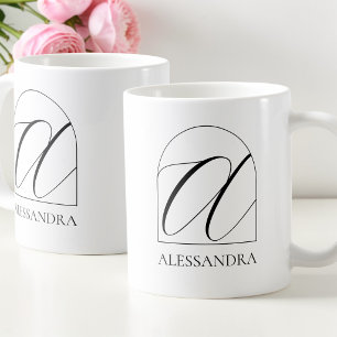 Minimale Arch Black Schrift Initiale A Namensmonog Kaffeetasse