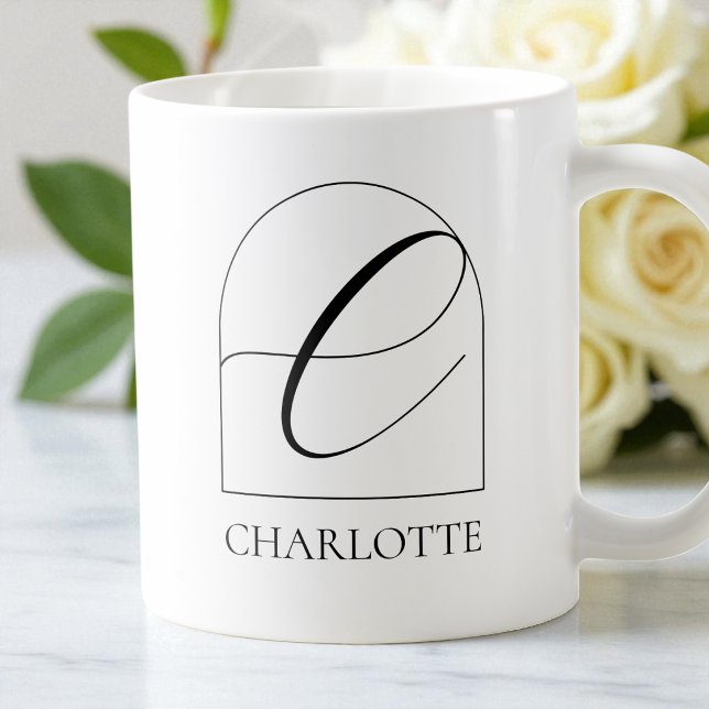Minimale Arch Black Schrift Initiale C Namensmonog Kaffeetasse (Minimal Arch Black Script Initial C Name Monogram Coffee Mug)