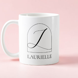 Minimale Arch Black Schrift Initiale L Namensmonog Kaffeetasse