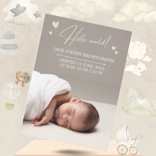 Minimale Baby-Ankündigungskarte   Hallo Welt Einladung
