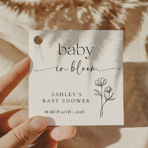 Minimale Baby-Shower-Einladung mit Wildblumen Geschenkanhänger
