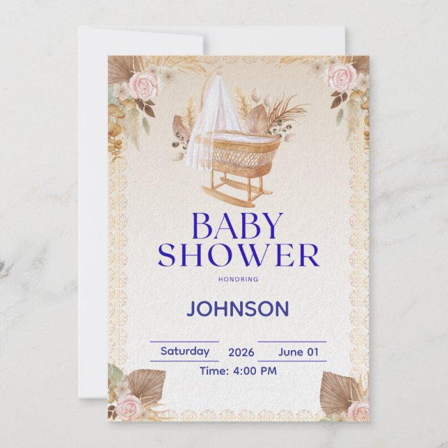 Minimale Baby Shower Einladung | Modern Neutral (Vorderseite)
