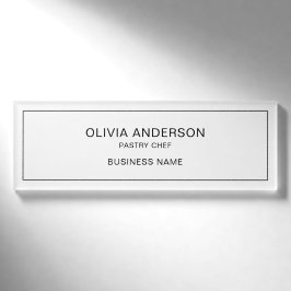 Minimale Bäckerei Weißes Geschäft Magnetisch Namenschild