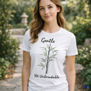Minimale Bambus-Linienkunst – Ruhige Stärke der Na T-Shirt