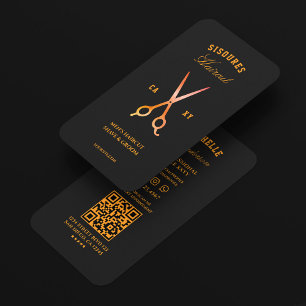 Minimale Barbier Schwarz Orange Schere Barbershop Visitenkarte