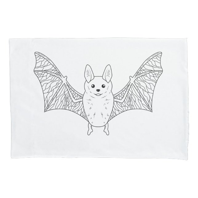 Minimale Bat Line Art mit offenem Flügel Halloween Kissenbezug (Vorderseite)