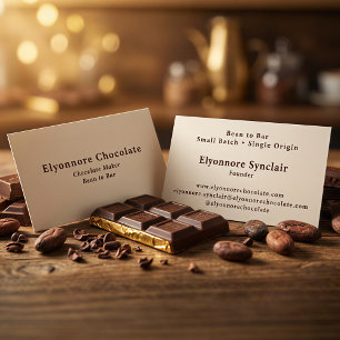 Minimale Bean-to-Bar-Schokoladenherstellerin Visitenkarte
