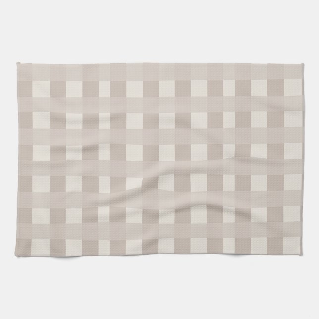 Minimale beige Schachbrettmuster Geschirrtuch (Horizontal)