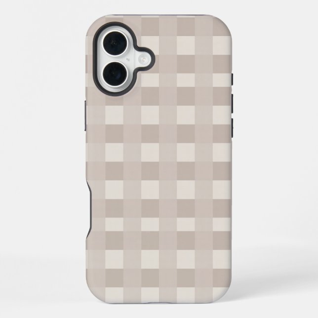 Minimale beige Schachbrettmuster iPhone 16 Plus Hülle (Rückseite)
