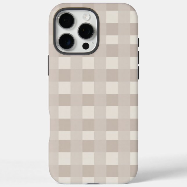 Minimale beige Schachbrettmuster iPhone 16 Pro Max Hülle (Rückseite)