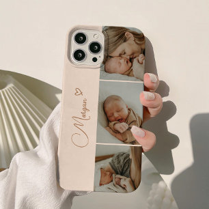 Minimale beige Schrift 3 Foto-Collage Case-Mate iPhone Hülle
