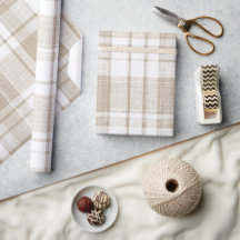 Minimale Beige Weiße Weiche Leinen Karo Muster