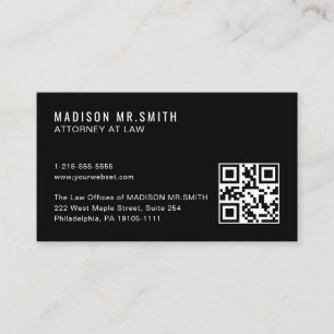 Minimale Berufliche QR Code Black Business Card Visitenkarte