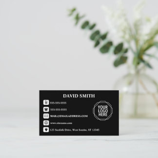 Minimale Berufliche QR Code Black Business Card Visitenkarte