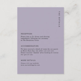 Minimale blasse violette moderne einfache Hochzeit Begleitkarte