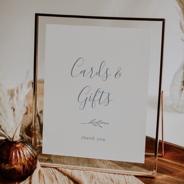 Minimale Blatt | Dusty Blue Karten und Geschenke S Poster (Von Creator hochgeladen)