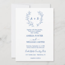 Minimale Blatt | Formale Monogramm-Hochzeitseinlad