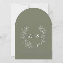 Minimale Blatt | Gebogene Monogramm-Hochzeitseinla Einladung