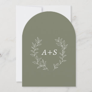 Minimale Blatt Gebogene Monogramm-Hochzeitseinla Einladung