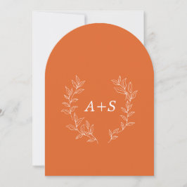 Minimale Blatt | Gebogene Monogramm-Hochzeitseinla Einladung