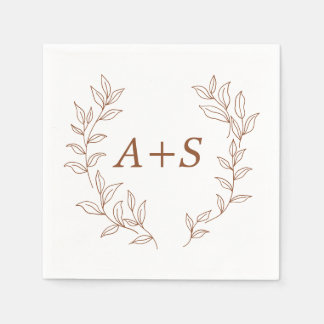 Minimale Blatt-Monogramm-Hochzeitspapier-Serviette Serviette