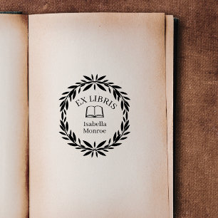 Minimale Blätter Botanischer Kranz Ex Libris Buchi Gummistempel