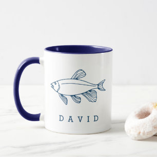 Minimale Blaue Fischillustration - kundenspezifisc Tasse