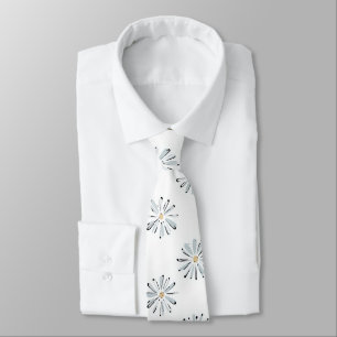 Minimale Blaue Gänseblümchen-Blumenmuster Krawatte