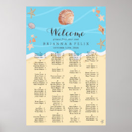 Minimale Blaue Ozean-Sommerhochzeit Sitzordnung Poster