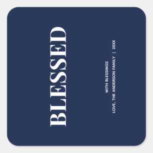 Minimale BLESSED Marineblaue Feiertage Quadratischer Aufkleber