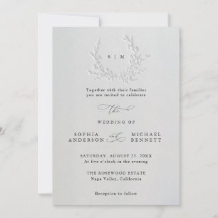 Minimale Blindprägung Baumwoll-Hochzeit Einladung