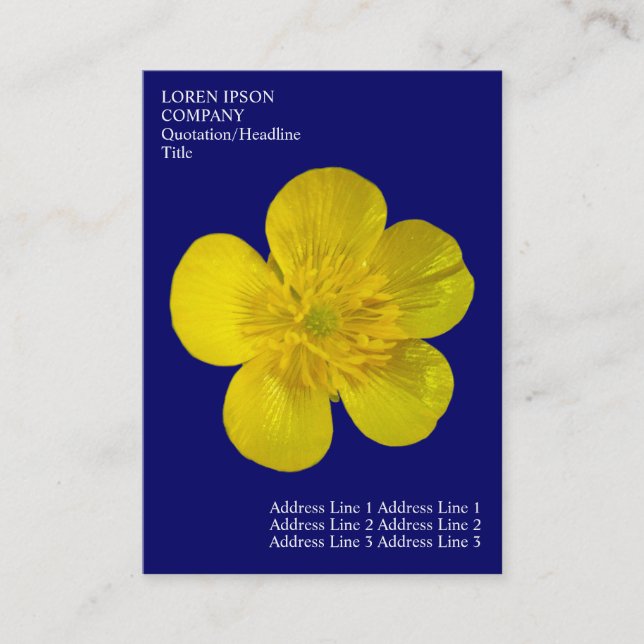 Minimale Blume - Buttercup - Deep Blue Visitenkarte (Vorderseite)