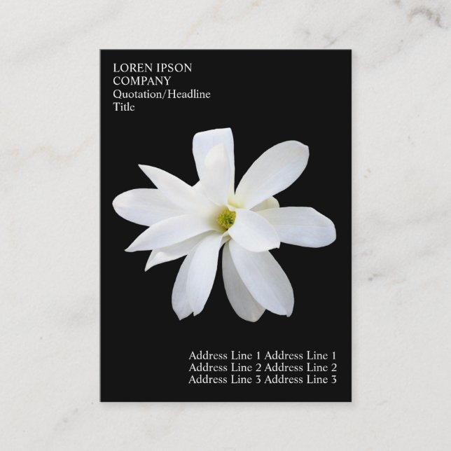 Minimale Blume - Magnolien - Schwarz Visitenkarte (Vorderseite)