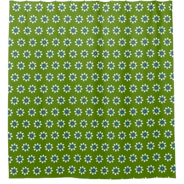 Minimale Blume Retro Avocado Green Duschvorhang (Vorderseite)
