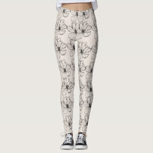Minimale Blumen-Linienkunst-Leggings