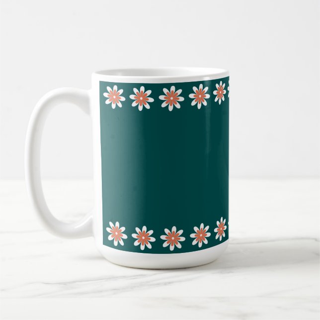 Minimale Blumenborder Retro Tief Türkis Kaffeetasse (Links)