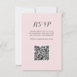Minimale Blush-Pink-QR-Code-RSVP-Hochzeit RSVP Karte