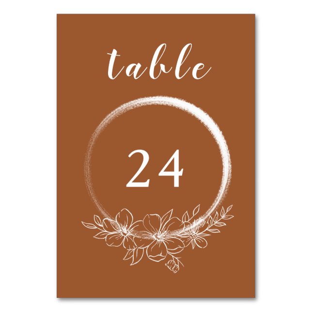 Minimale Bohemische Burnt Sienna Tischnummer Card (Vorderseite)