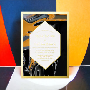 Minimale Bohemische Schwarze Gold Künstlerische Ab Folieneinladung