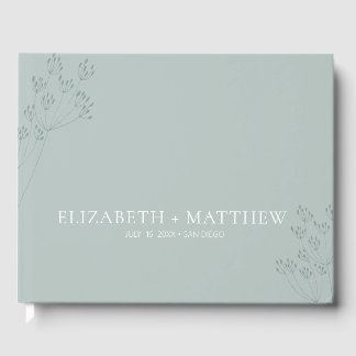 Minimale Boho-Chic-Grüne Hochzeit Gästebuch