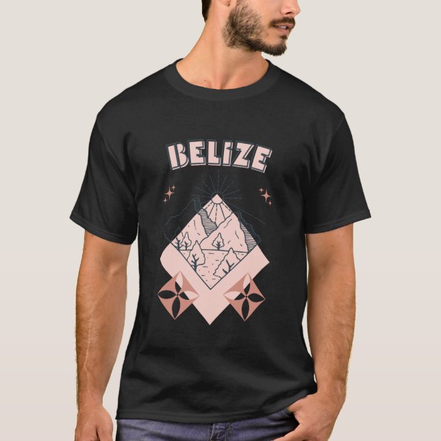 Minimale Boho-Reise-Linienkunst Belize Urlaub T-Shirt (Vorderseite)
