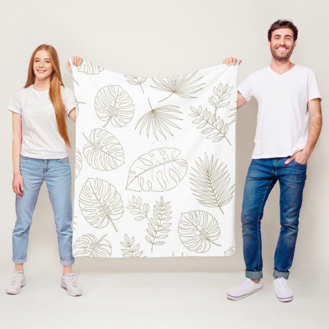 Minimale botanische Line-Art-Muster (4) Fleecedecke (Beispiel)