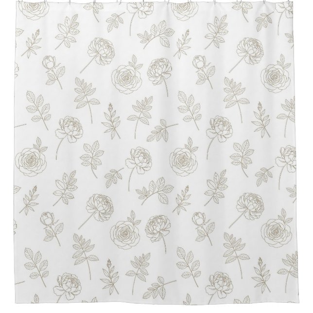 Minimale botanische Line-Art-Muster (8) Duschvorhang (Vorderseite)
